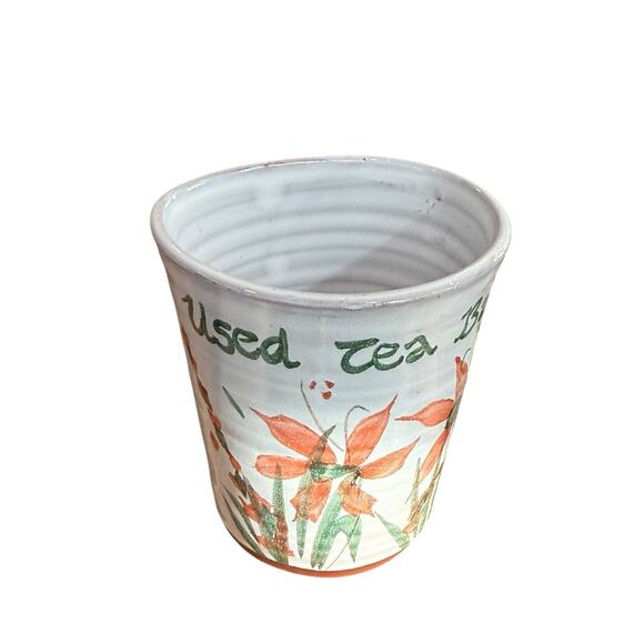 Pottery Used Tea Bags Pot Flower Floral Studio Pottery Handmade - Picture 2 of 8